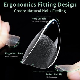 Short Round Oval Nail Tips, 216pcs Acrylic Fake Nails Soft Gel X Nail Tips, Full Cover Pre-Shaped Matte Clear Press on Nails for Extension, Diy at Home Manicure 12 Sizes