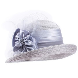 Lawliet Womens Two Tone 1920s Cloche Church Wedding Occasion Summer Sun Hat A583(Gray)