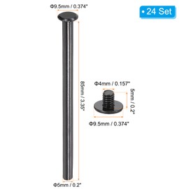 PATIKIL 24 Sets Chicago Screws, 85mm l Chicago Screws Phillips Binding Post Screw Bolts Leather Rivets Fasteners Connectors for Leather Belt Scrapbook Photo Albums, Black