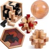 5PCS Wooden Puzzles for Adults & Kids – Cube &