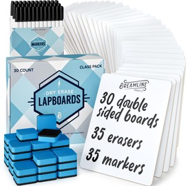 Dry Erase Lapboards Student Pack of 30 | 9 x 12 inch Double Sided White Boards (Plus Accessories) | Small Mini White Dry Erase Boards for Students Whiteboards, Teacher Supplies, Classroom