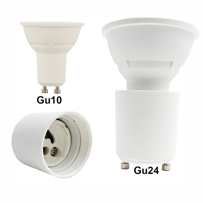 E-Simpo LAMP, 4pcs Gu24 to Gu10 Light Socket Adapter, White,