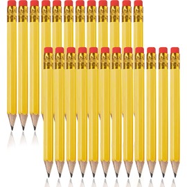Zonon 24 Pieces Back to School Small Pencils Half Pencils Golf Pencils with Eraser Easy to Hold Graphite HB Pencils for Baby Shower Bridal Shower Wedding Golf School Office(Yellow)