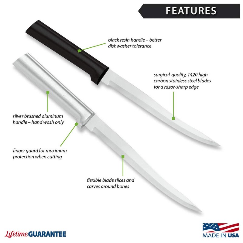 Rada Cutlery Carver Boning Knife, Silver Handle, Pack of 2