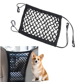 Sumjig 1 PC Car Separator Mesh Between Front Seats, 11.4" x 10.2" Double Layer Coarse Mesh Pet Anti-falling Safety Barrier, Portable Multifunctional Organizer Accessory, Suitable for Cars (Black)