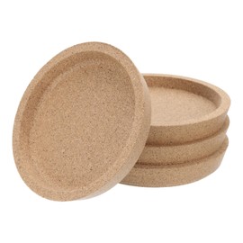 uxcell 4pcs Cork Coaster with Lip for Drinks Absorbent, 4 Inches Heat Resistant Reusable Drink Coaster for Wine Glass Cup Mug, Brown