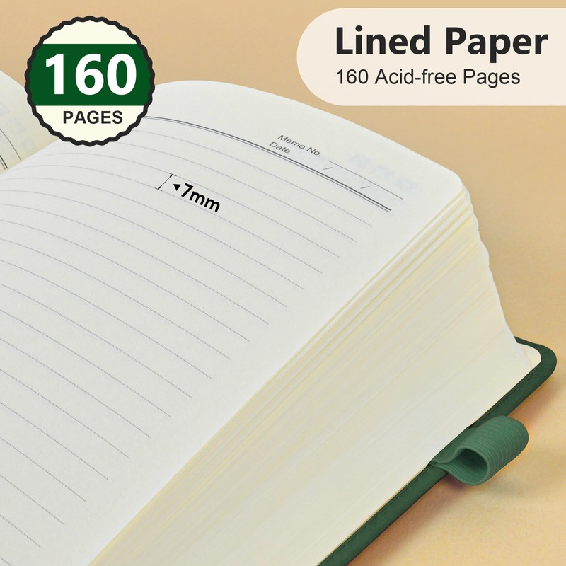 PERCUN Lined Journal Notebook for Men & Women, 160 Pages