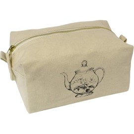 'Floral Teapot' Canvas Wash Bag/Makeup Case (CS00043026)