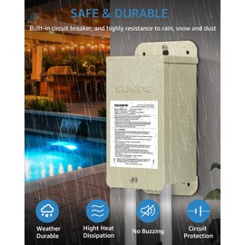 SUNVIE 100W Pool Light Transformer 120V to 12V/13V/14V AC Outdoor Weatherproof Low Voltage Transformer Multi-Tap for Pond Fountain Spa Lighting Landscape & Underwater Lights Outdoor Lighting Products