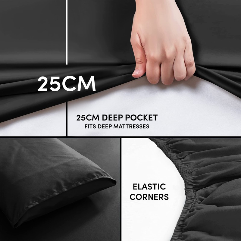 Moonlight Bedding Single Fitted Sheet - 25cm Deep Pockets Elastic