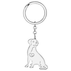 DOWAY Cute Chihuahua Husky Corgi Keychain Ring Cavalier King Charles Labrador Dog Stuff Gifts for Women Car Keys Accessories (Silver Plated Labrador)
