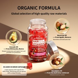 POEROES Hair Oil 50 Capsules - Hair Vitamins A C E Pro B5 - Hair Treatment Serum - Serum for Frizzy and Damaged Hair - Argan & Avocado Oil - Leave in Conditioner for Women & Men