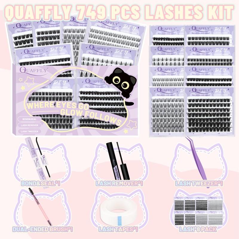 DIY Lash Extension Kit 749 Pcs 8 Styles 10-18mm Manga
