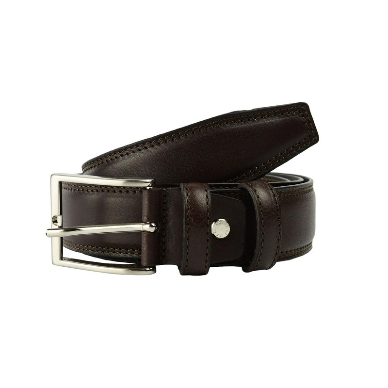 Conte Massimo Men's Genuine Leather Belt Made in Italy, Dark