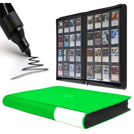 Premium Card Binder 16 Pocket - Fits 1408 Cards，4X4 Ringless Card Album with Sleeves for Trading Cards & Sports Cards（Model A，Brilliant Green）