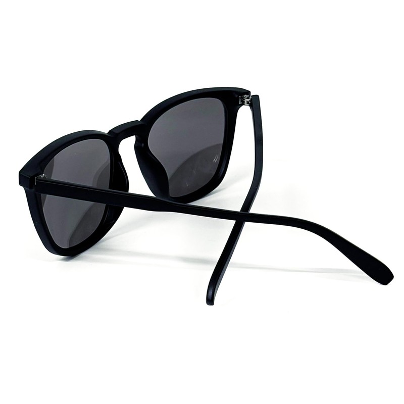 [FashionBerry] マットブラック×シルバーミラー ミラーレンズ サングラス UVカット率99% ウェリントン型 軽量設計 男女兼用 ファッション アウトドア