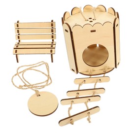 Kisangel 2pcs Wooden Hamster House Hideout Chair Assembly Pet Nest Safe Wooden Toys for Hamster Comfortable Hanging Nest for Animals