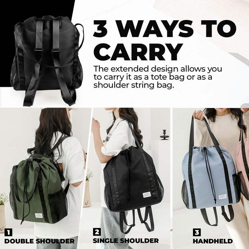 LELE LIFE Drawstring Backpack Bag Water-Resistant Large String Cinch Bag