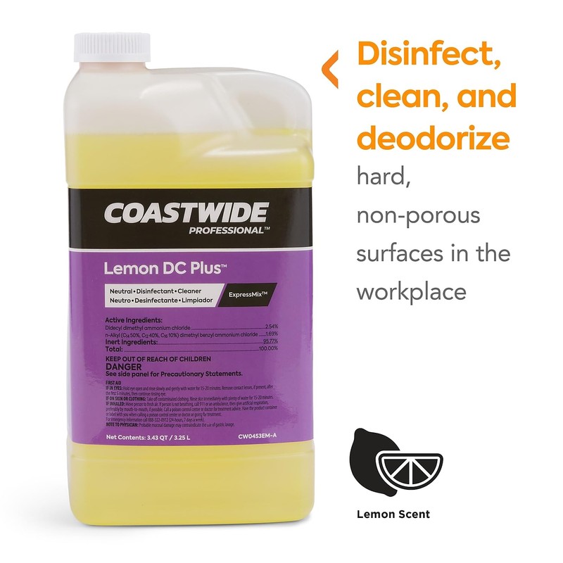 COASTWIDE Disinfectant Lemon DC Plus Concentrate for ExpressMix, 3.25L, 2/Pack