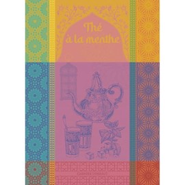 Garnier Thiebaut The Menthe Rose Jacquard French Kitchen Towel
