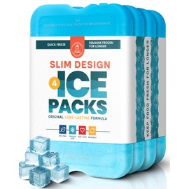 Healthy Packers Ice Packs for Lunch Boxes & Coolers - Freezer Packs - Original Cool Pack | Cooler Accessories for Beach, Camping & Fishing | Slim & Long-Lasting Reusable Ice Pack for Cooler