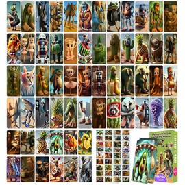 Giaonlgy 96pcs Italian Brain Red Trading Card Set, Tralalero Tralala and Tung Tung Tung Sahur, No Duplicates in One Combination, At Least 1 Secret Rare (60pcs Cards + 32pcs Stickers)
