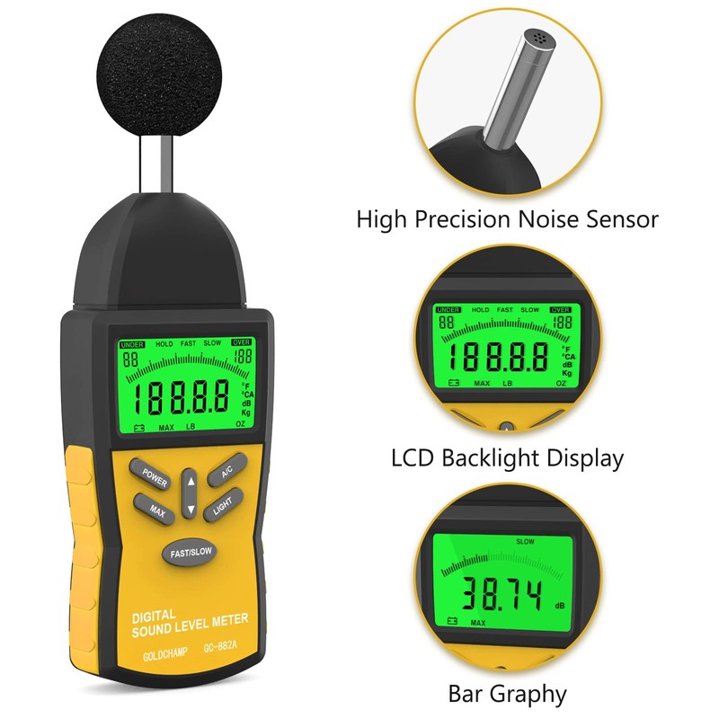 Decibel Meter, Sound Level Meter 882A Portable 30-130dB Noise Meter