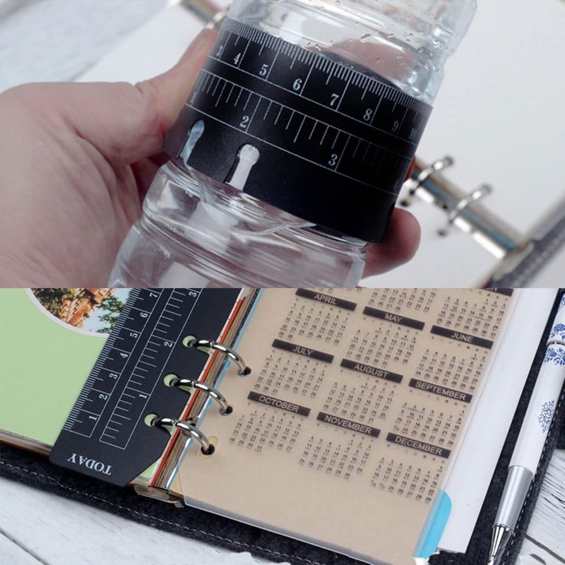 4 Pieces Black A5 Ruler Plastic Page Marker Ruler 6-Ring