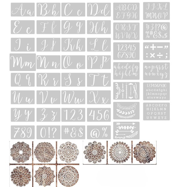 54Pcs Letter Stencils for Painting Number & Alphabet Stencils and