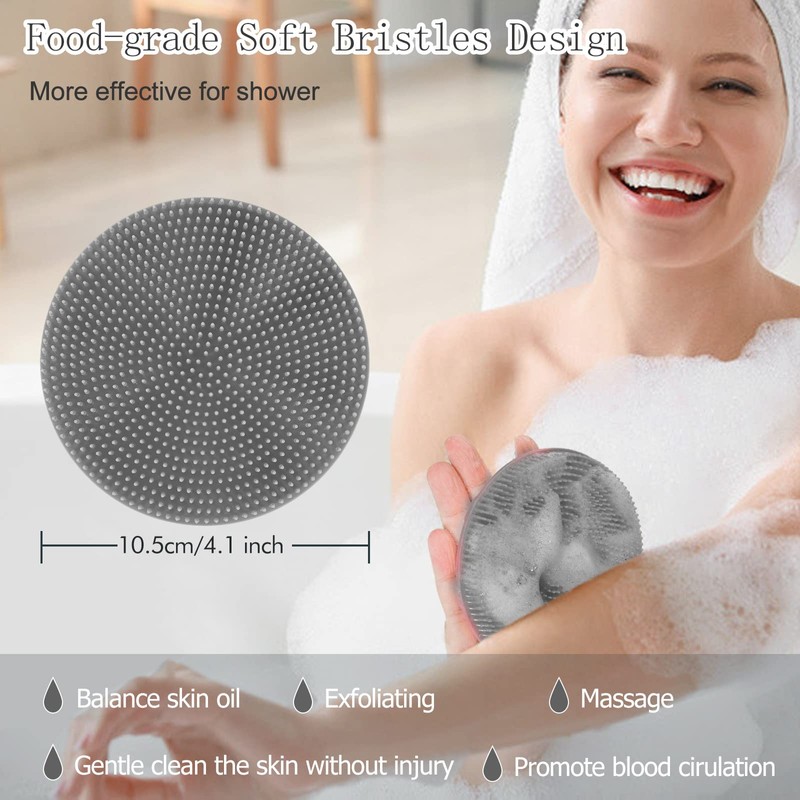 INNERNEED Food-Grade Soft Silicone Body Scrubber Shower Brush Handheld Cleansing