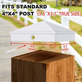 Dunzy Post Caps Aluminum Pyramid Fence Deck Post Caps Cover for Nominal Sleeve with Screws for Outdoor Mailbox Dock Wood(4 x 4,White,8 Packs)
