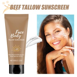 Tallow Sun Cream SPF 50, Beef Tallow Sunscreen for Face and Body, Sun Protection Lotion with UV Protection, Moisturising Sunblock SPF 50, Soothing Natural Sun Care, Strong Sun Protection
