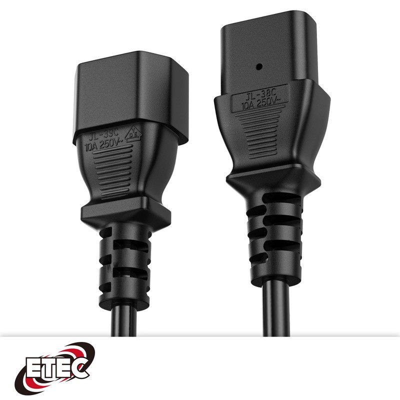 ETEC Euro Power Cable, Straight C13 IEC Plug to Straight