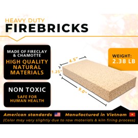 GIRtech Universal Woodstove Firebricks 2500F Pack of 6 Fire Bricks for Internal Lining Heating Units Insulating Warming Layer for Fireplace, Steel Furnace, Wood Stove, Ceramic Oven Kiln,Forge