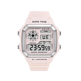 COJR Men's Digital Wristwatch, 5 ATM, Waterproof, Multi-functional, Alarm, Stopwatch, Date, Week, LED Color Light, Popular, Running, Simple, Outdoors, Stylish, Unisex, Japanese and English Instruction