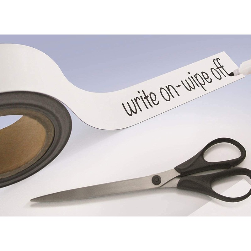 Gloss White Magnetic Tape Roll Easy Wipe Racking Strip 20mm