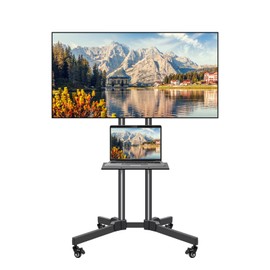 LFGUD Mobile TV Stand on Wheels for 32-65 Inch LCD LED Flat Panel Curved Screen TV up to 132lbs, TV Cart with Height Adjustable Laptop Shelf Movable Portable Rolling Floor TV Stand Max VESA 600*400mm