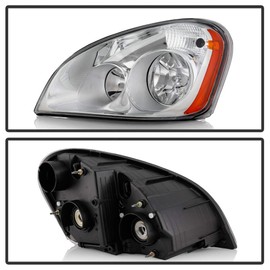 ACANII - For [Halogen Model] 2008-2017 Freightliner Cascadia Chrome Housing Headlights Headlamps Assembly Set Left+Right