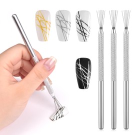 siyuwuro 3Pcs 7-pin Nail Liner Tool Nail Art Pen Bendable Ultra-thin Stripe Nail Brush, Drawing Dotting Sculpting Manicure Styling Tool, for Home DIY Nail Salon (3PCS)