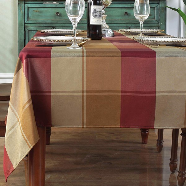 SASTYBALE Rectangle Tablecloth Checkered Style Polyester Table Cloth Spillproof Heavy