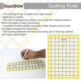Liquidraw Quilting Ruler 8.5" x 12" Acrylic Imperial Patchwork Rectangle Quilting Template Clear Ruler For Sewing Cutting Measuring