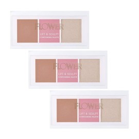 FLOWER Beauty Lift & Sculpt Contouring Palette | Highly-Pigmented All-In-1 Tool | Define Face, Cheeks, Nose and Jawline - Light to Medium (Pack of 3)