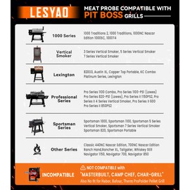 LESYAO 2-Pack Meat Probe Replacement for Pit Boss Pellet Grills and Smokers, 3.5mm Plug Waterproof Thermometer Probes with 2 Pack Probe Grommets