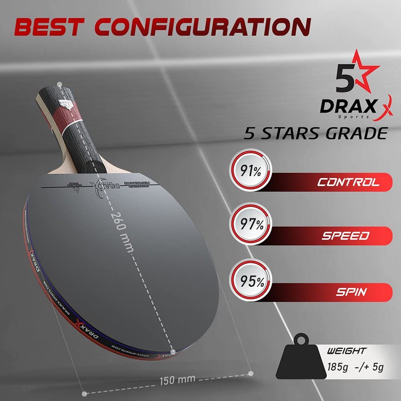 DRAXX Table tennis bat | 5 Stars Grade | Carbon