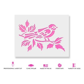 Bird On Branch Stencil - Branch Bird Stencil, Bird On Branch, Bird On A Wire, Branch Stencil, Bird Stencil