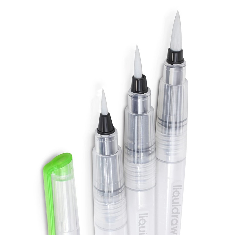 Liquidraw Watercolour Brush Pens Set of 3 Refillable Long Tank
