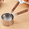 Stainless Steel Saucepan with Pour Spouts Wood Handle Cooking Pot