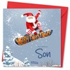 Christmas Card for Son. Snowboarding Santa Design. Eco-friendly & UK