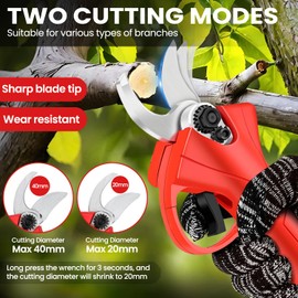 Electric Pruning Shears - Upgraded Safe design & 2pcs 21V 2000mAh Enhanced Battery, Electric pruner Use Alloy Blades, Pruning Diameter 25-35mm, Cordless pruner for Tree, Branch, and Grass Trimming