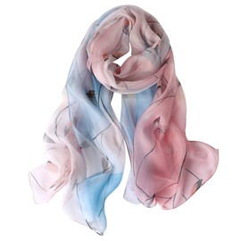 STORY OF SHANGHAI Women's Mulberry Flower Print Large Silk Shawl Scarf Wraps 68 * 43 Inches